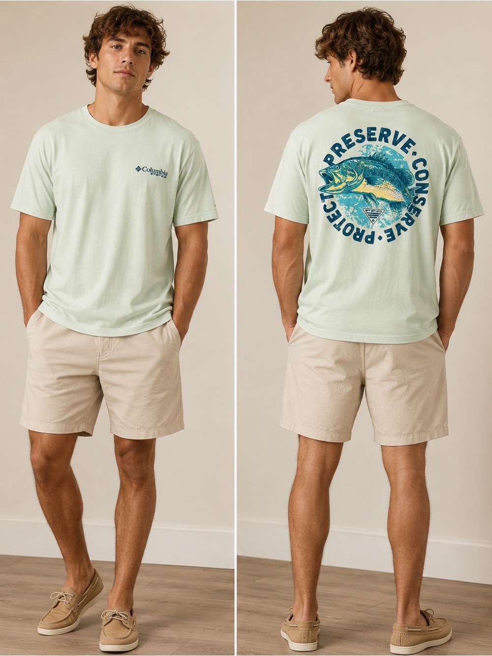 Columbia PFG Mint Green Bass Tee